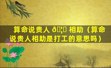 算命说贵人 🦅 相助（算命说贵人相助是打工的意思吗）